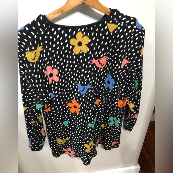Gudrun Sjoden Black White Bird Colorful Pullover Sweater Size M - Picture 3 of 5